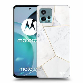 Picasee silikonowe czarne etui na Motorola Moto G72 - White tile