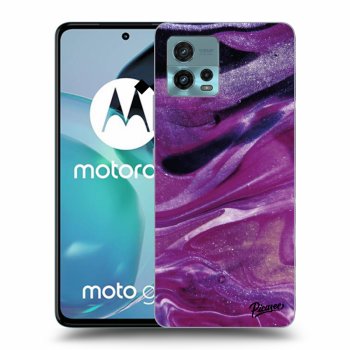 Picasee silikonowe czarne etui na Motorola Moto G72 - Purple glitter