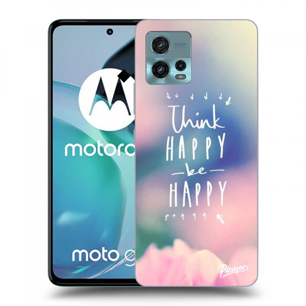 Picasee silikonowe czarne etui na Motorola Moto G72 - Think happy be happy