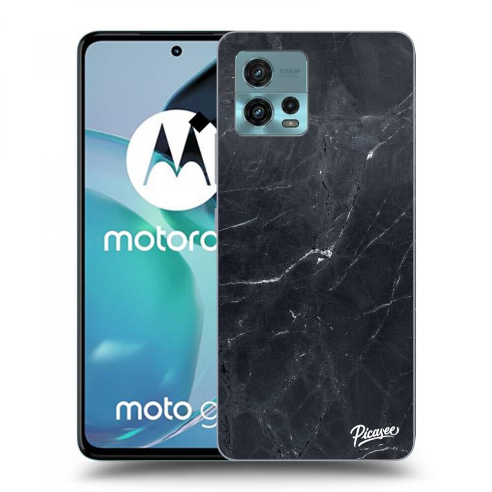 Picasee silikonowe czarne etui na Motorola Moto G72 - Black marble