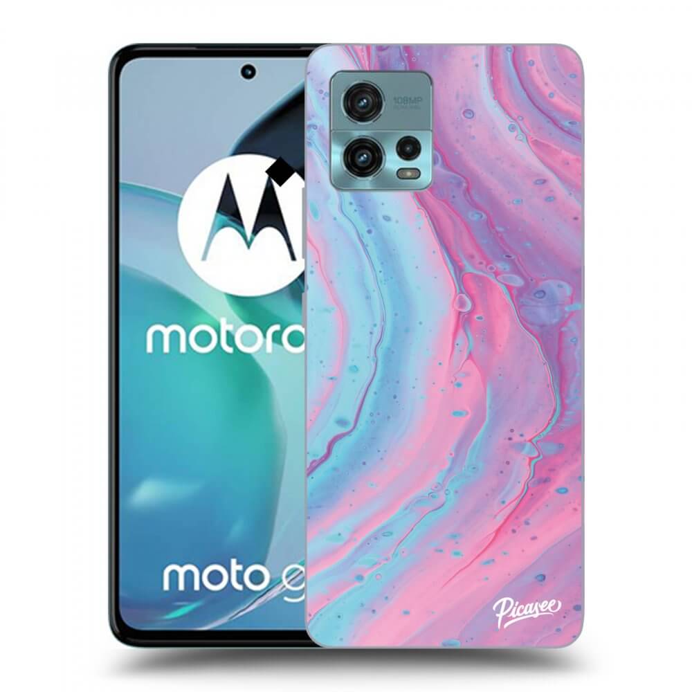Picasee silikonowe czarne etui na Motorola Moto G72 - Pink liquid