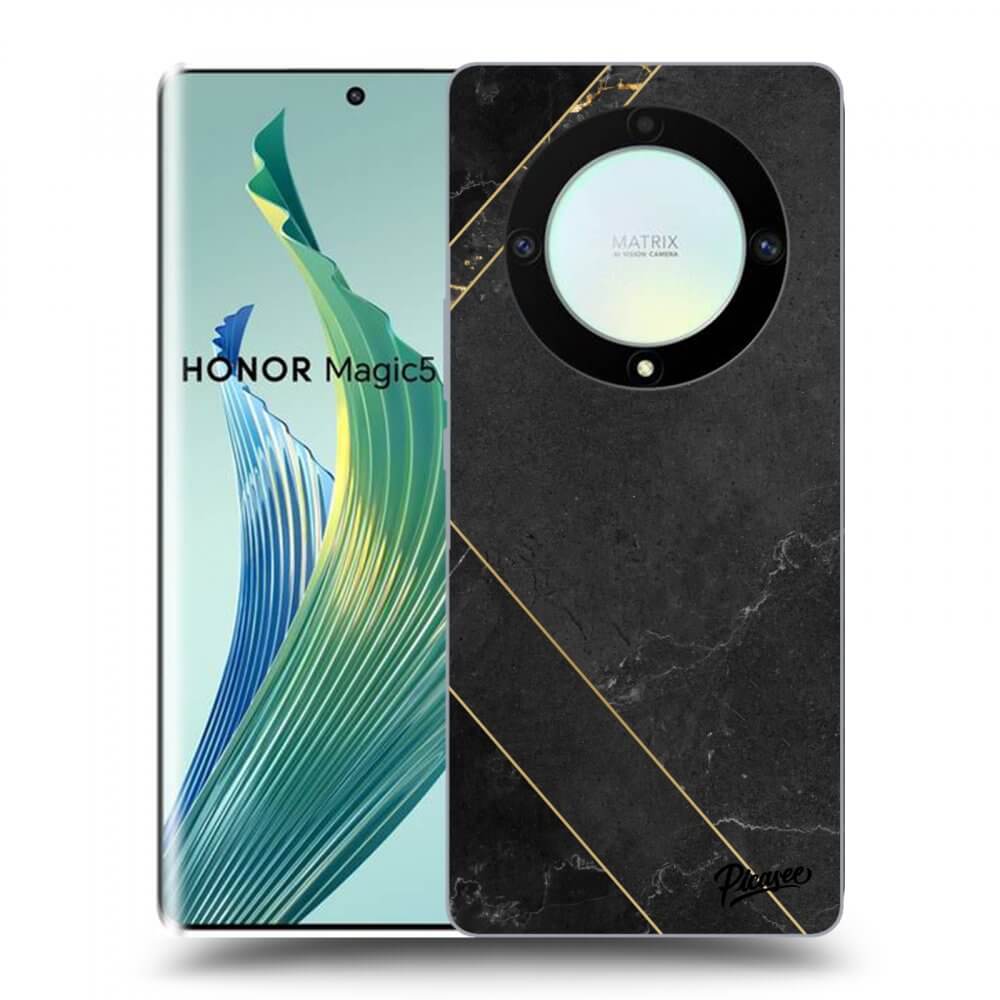Picasee silikonowe przeźroczyste etui na Honor Magic5 Lite 5G - Black tile