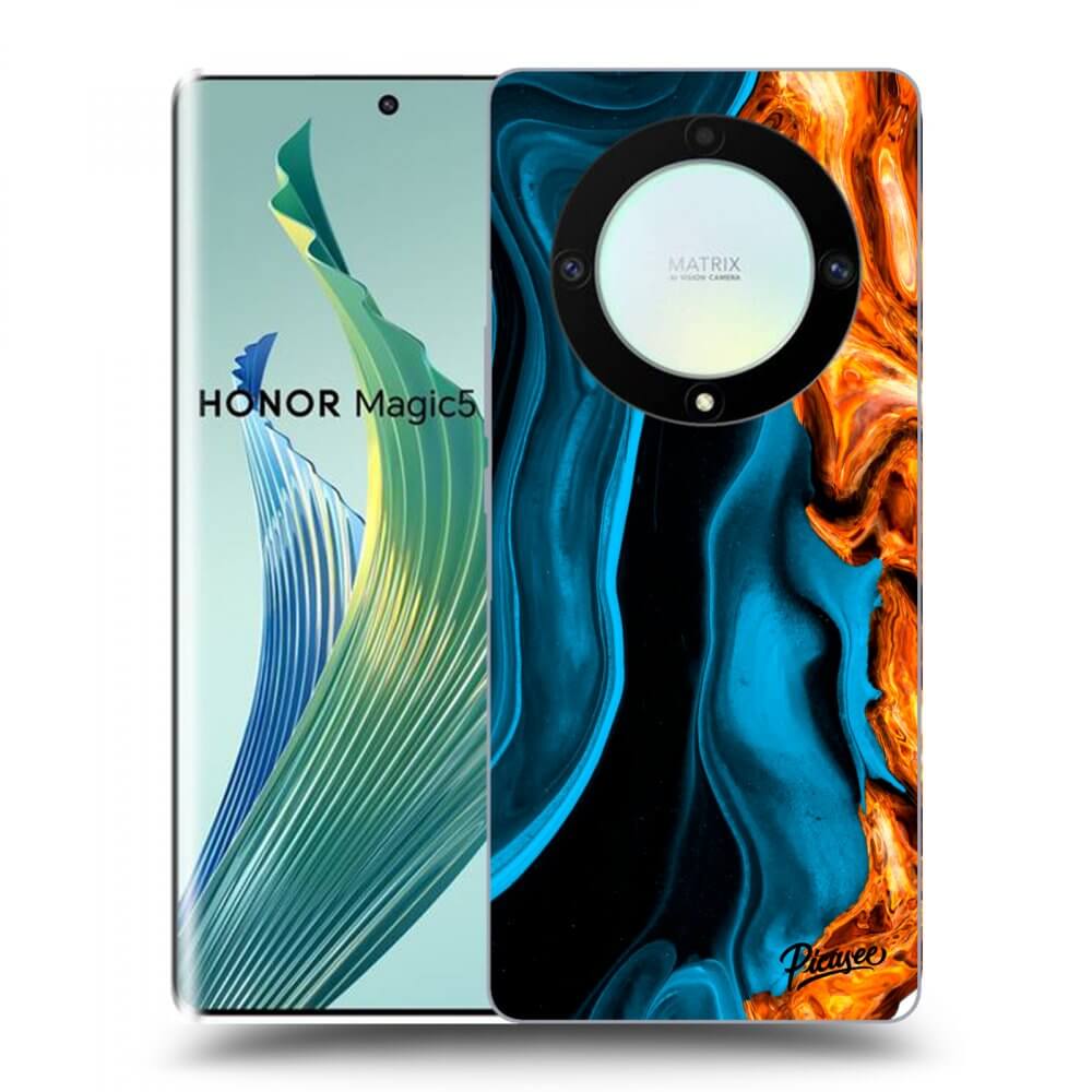 Picasee silikonowe czarne etui na Honor Magic5 Lite 5G - Gold blue