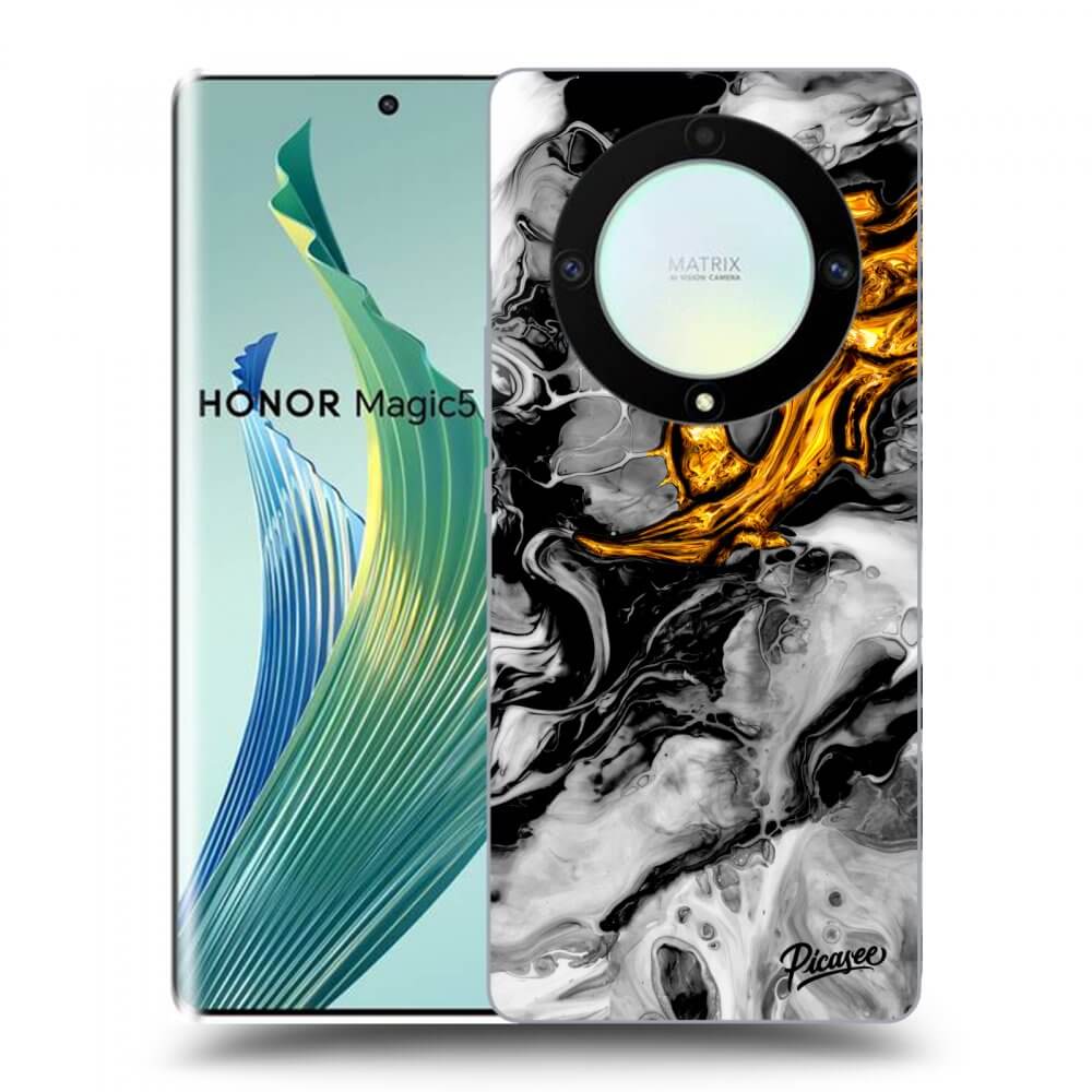 Picasee silikonowe przeźroczyste etui na Honor Magic5 Lite 5G - Black Gold 2