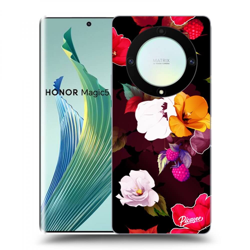 Picasee silikonowe przeźroczyste etui na Honor Magic5 Lite 5G - Flowers and Berries