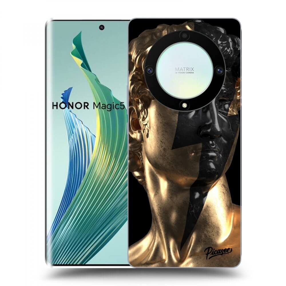 Picasee silikonowe czarne etui na Honor Magic5 Lite 5G - Wildfire - Gold