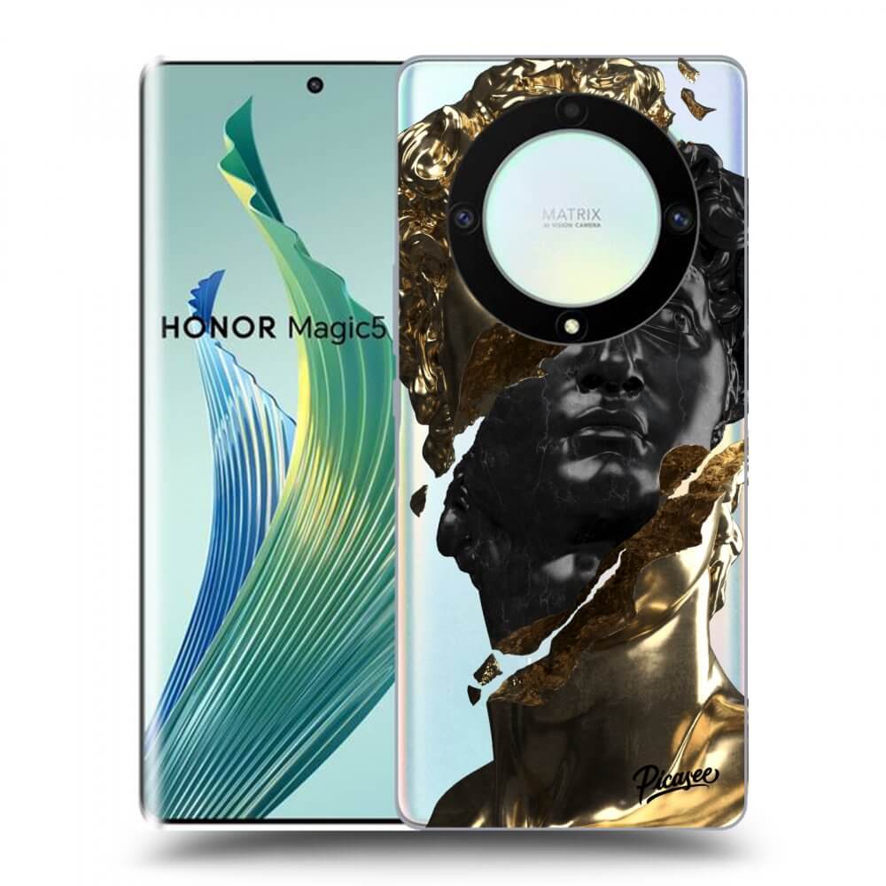 Picasee silikonowe przeźroczyste etui na Honor Magic5 Lite 5G - Gold - Black