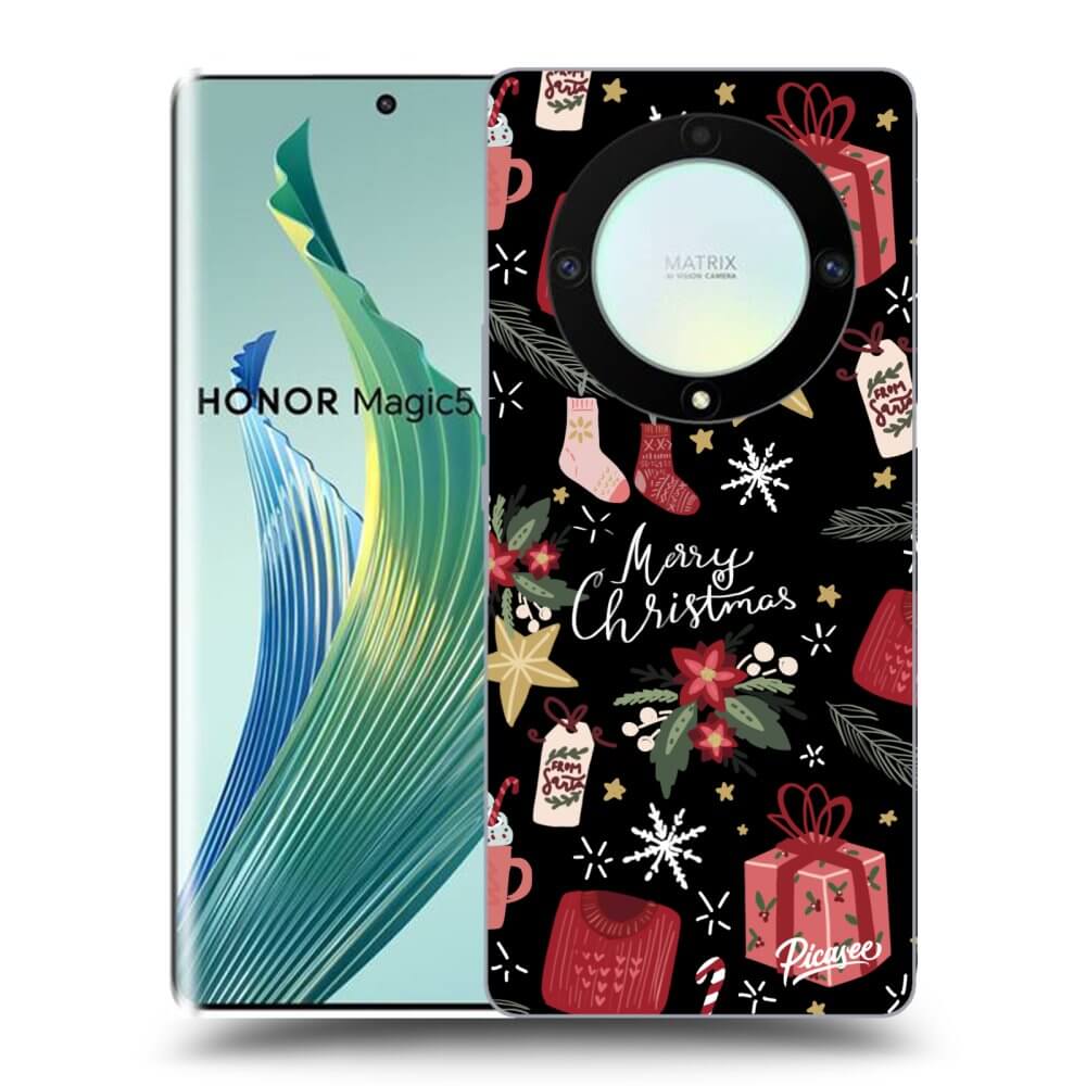 Picasee silikonowe czarne etui na Honor Magic5 Lite 5G - Christmas