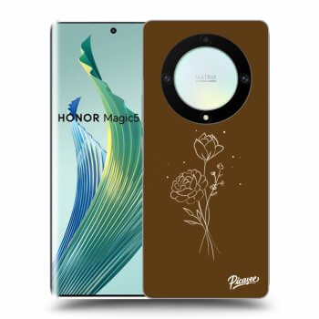 Picasee silikonowe przeźroczyste etui na Honor Magic5 Lite 5G - Brown flowers