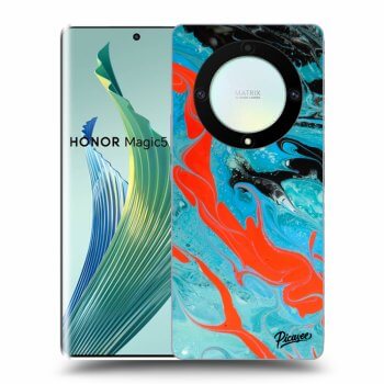 Picasee silikonowe przeźroczyste etui na Honor Magic5 Lite 5G - Blue Magma