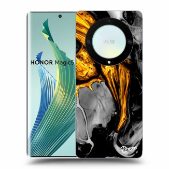 Picasee silikonowe przeźroczyste etui na Honor Magic5 Lite 5G - Black Gold