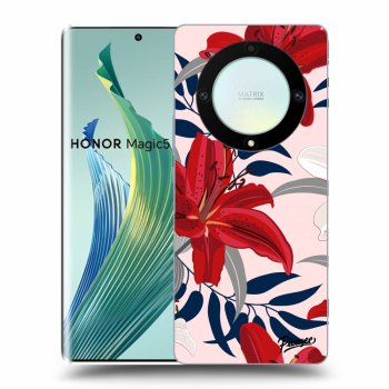 Picasee silikonowe przeźroczyste etui na Honor Magic5 Lite 5G - Red Lily
