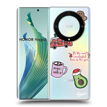Picasee silikonowe przeźroczyste etui na Honor Magic5 Lite 5G - Christmas Stickers