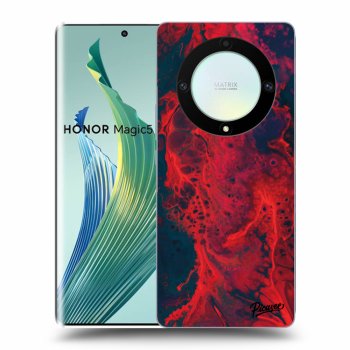 Picasee silikonowe przeźroczyste etui na Honor Magic5 Lite 5G - Organic red