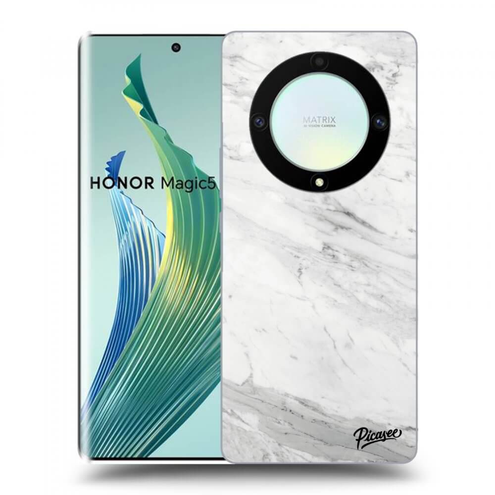 Picasee silikonowe przeźroczyste etui na Honor Magic5 Lite 5G - White marble