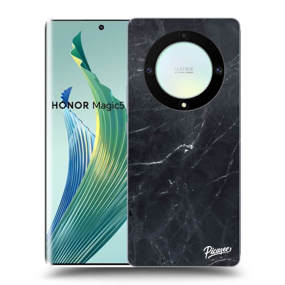 Picasee silikonowe czarne etui na Honor Magic5 Lite 5G - Black marble