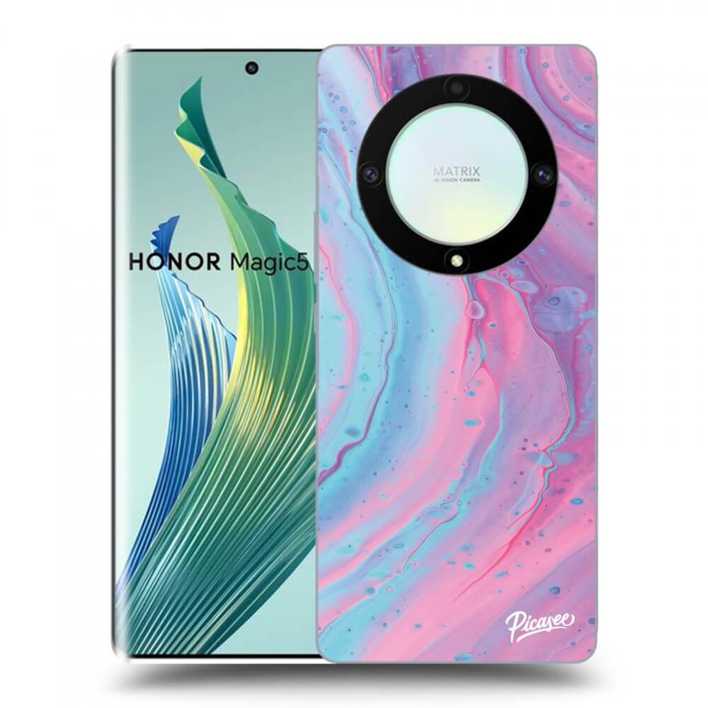 Picasee silikonowe przeźroczyste etui na Honor Magic5 Lite 5G - Pink liquid