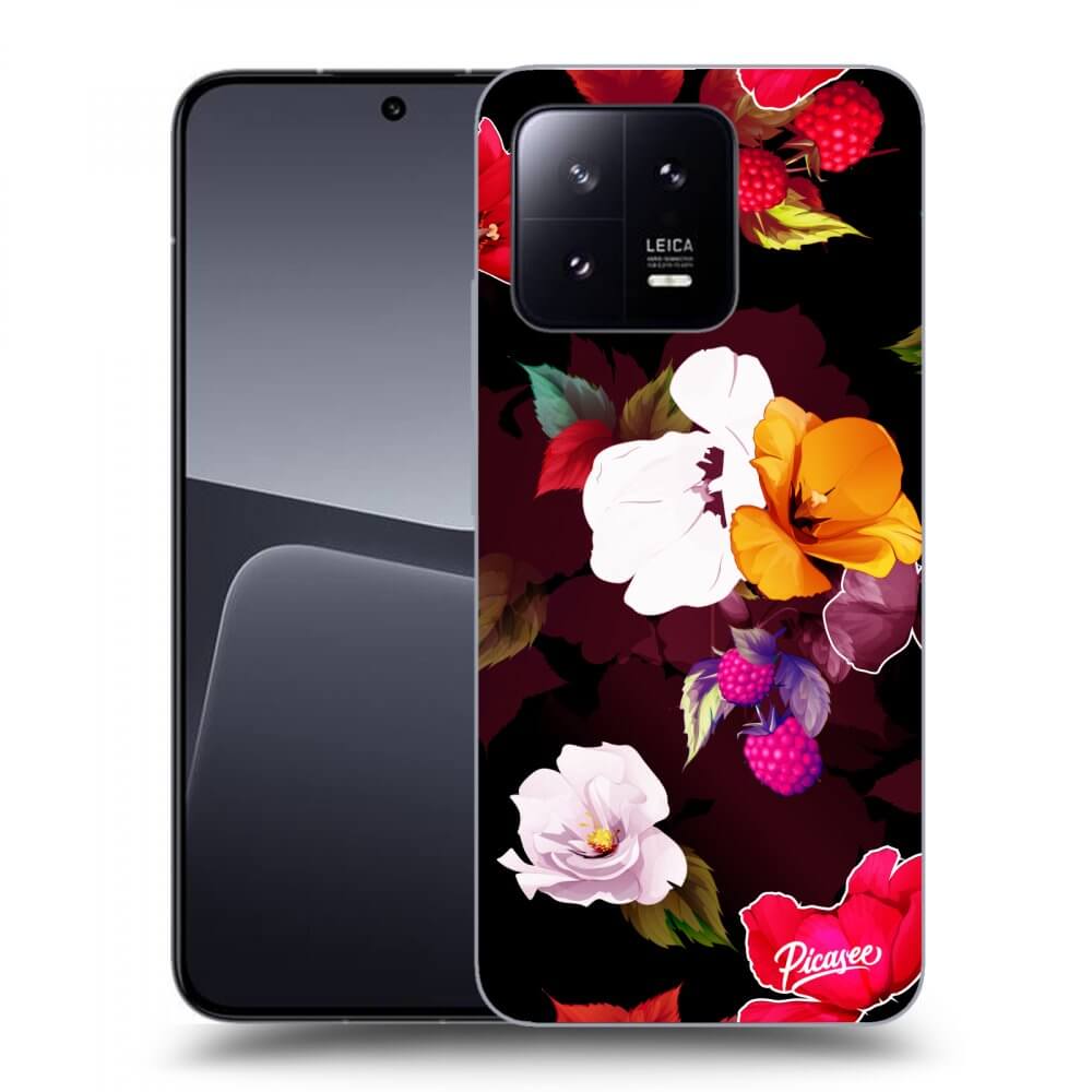Picasee silikonowe czarne etui na Xiaomi 13 - Flowers and Berries