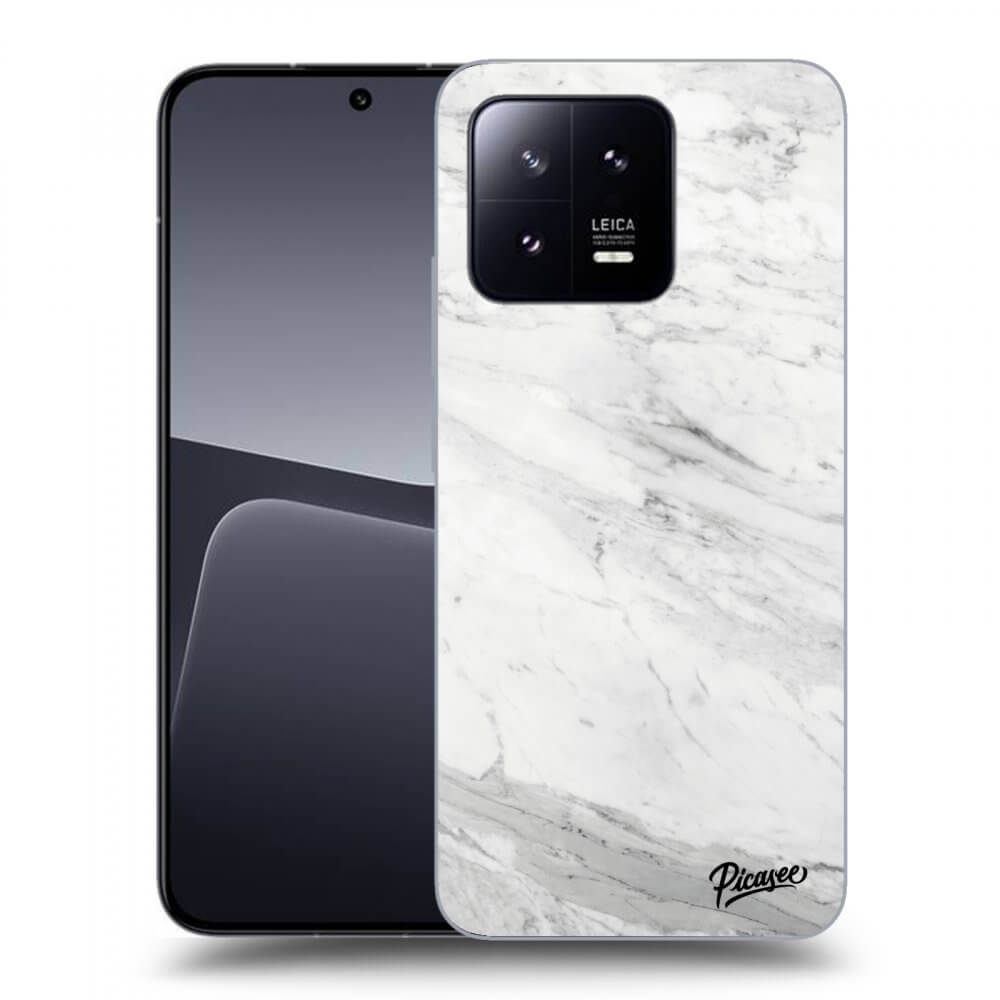 Picasee silikonowe czarne etui na Xiaomi 13 - White marble