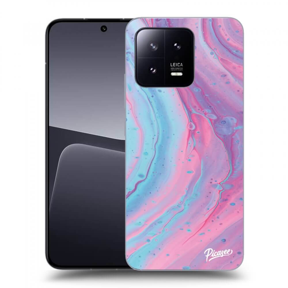 Picasee silikonowe czarne etui na Xiaomi 13 - Pink liquid