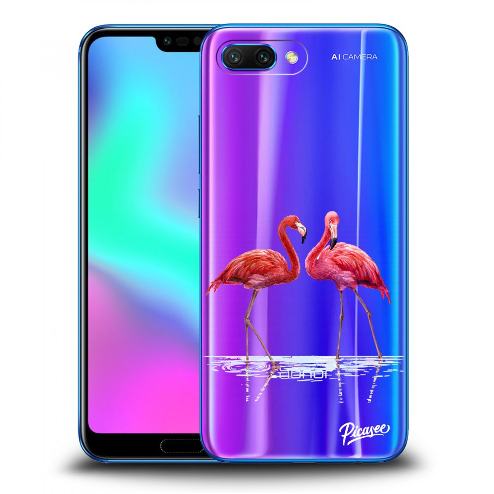 Picasee silikonowe przeźroczyste etui na Honor 10 - Flamingos couple