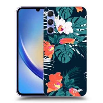 Picasee silikonowe czarne etui na Samsung Galaxy A34 5G A346B - Monstera Color