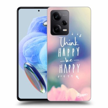 Picasee silikonowe czarne etui na Xiaomi Redmi Note 12 Pro 5G - Think happy be happy