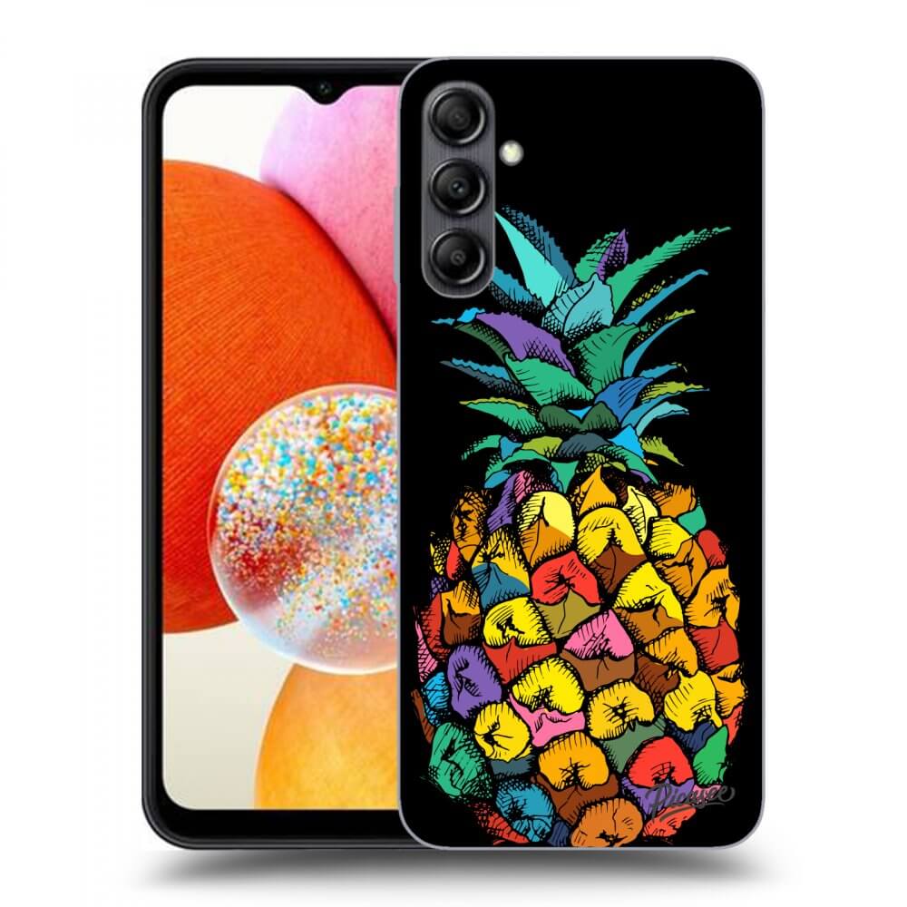 Picasee silikonowe czarne etui na Samsung Galaxy A14 4G A145R - Pineapple