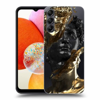 Picasee silikonowe przeźroczyste etui na Samsung Galaxy A14 4G A145R - Gold - Black