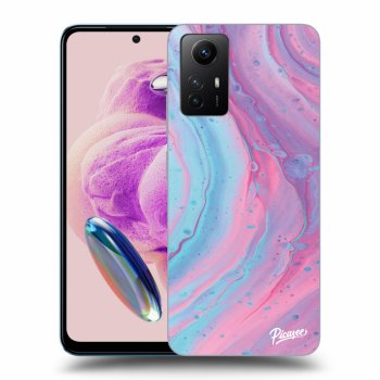 Picasee silikonowe czarne etui na Xiaomi Redmi Note 12S - Pink liquid