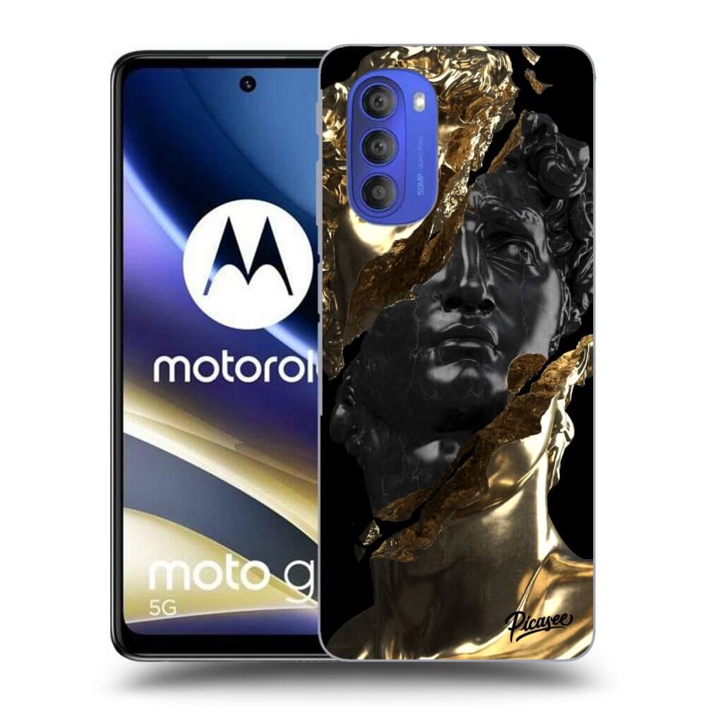 Picasee silikonowe czarne etui na Motorola Moto G51 - Gold - Black