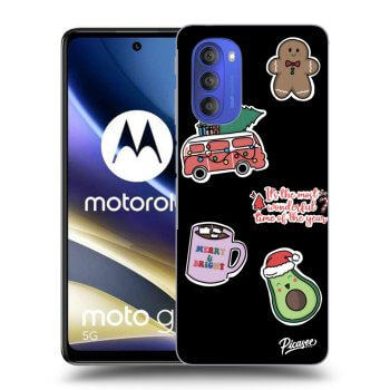 Picasee silikonowe czarne etui na Motorola Moto G51 - Christmas Stickers
