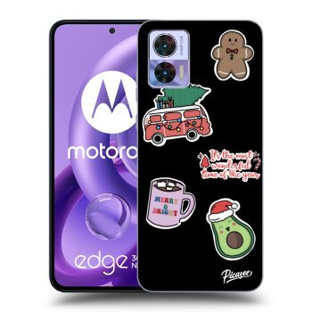 Picasee silikonowe czarne etui na Motorola Edge 30 Neo - Christmas Stickers
