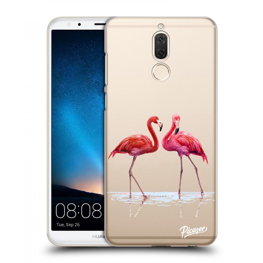 Picasee silikonowe przeźroczyste etui na Huawei Mate 10 Lite - Flamingos couple