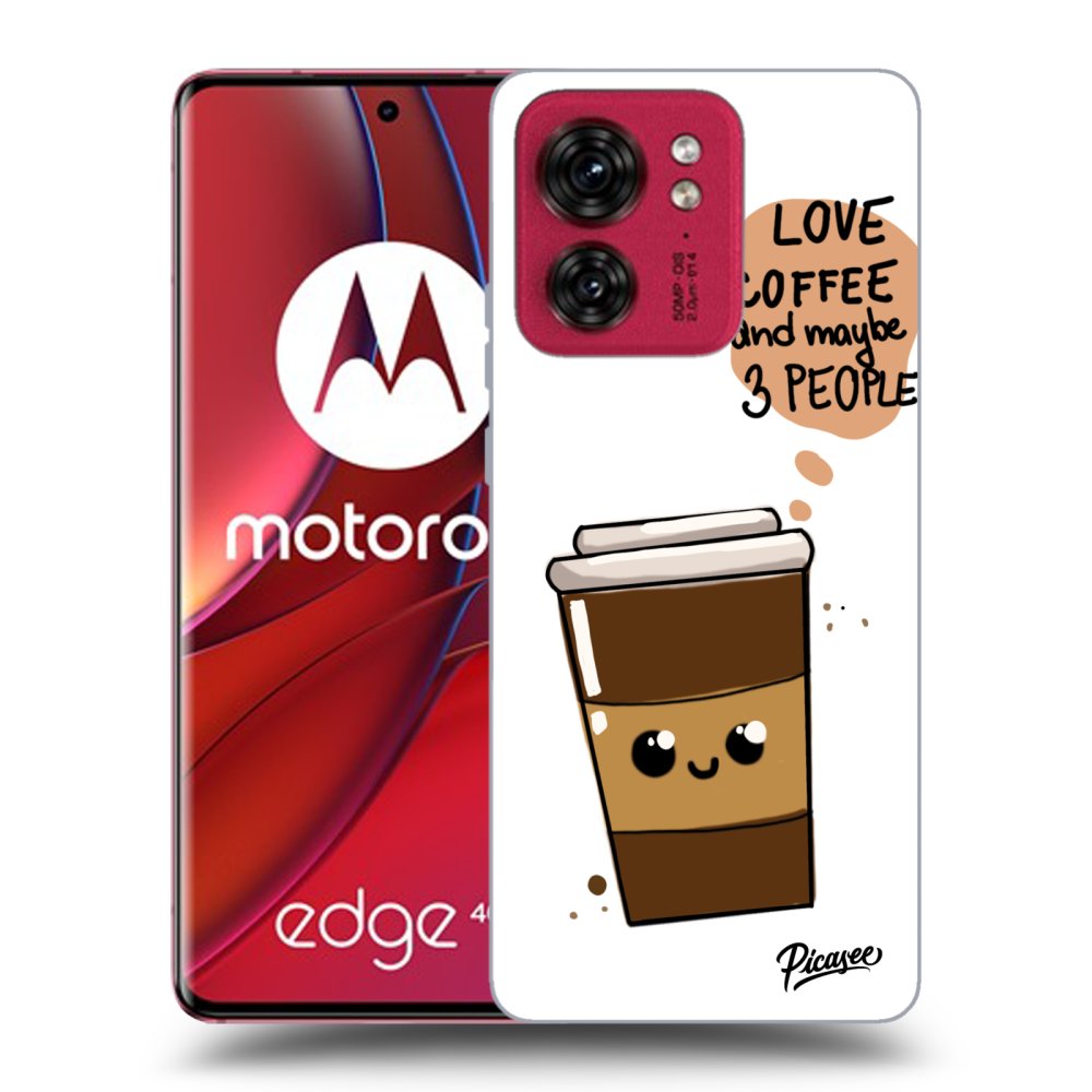 Picasee silikonowe czarne etui na Motorola Edge 40 - Cute coffee