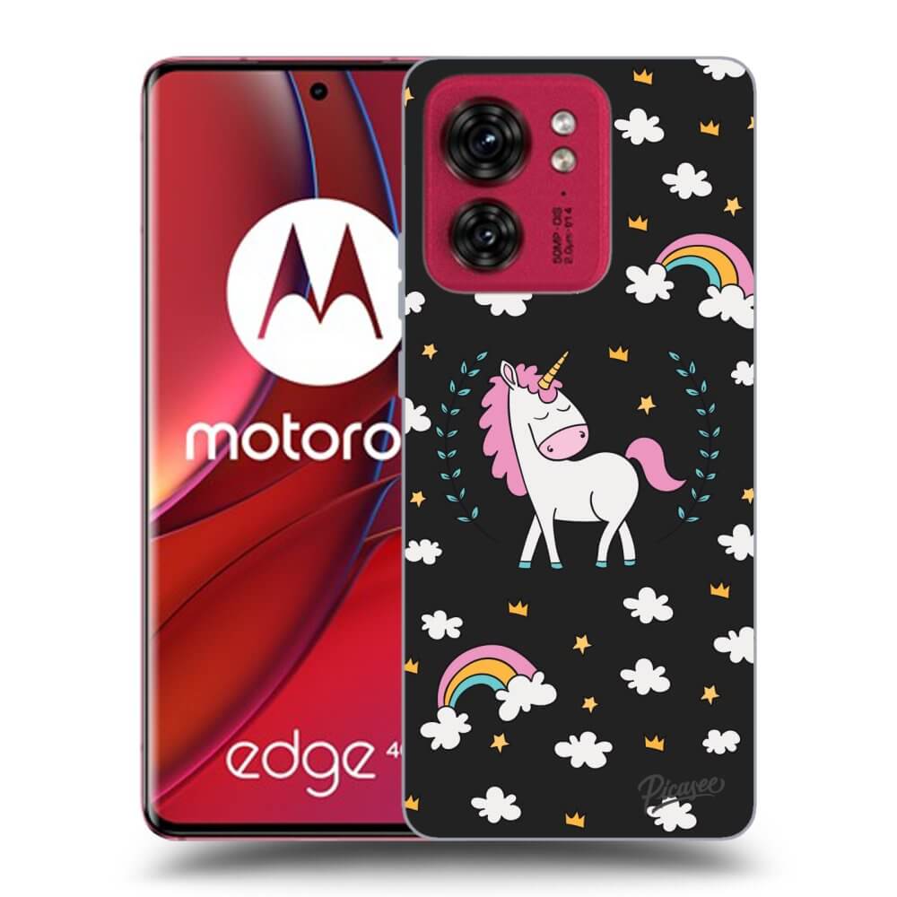 Picasee silikonowe czarne etui na Motorola Edge 40 - Unicorn star heaven