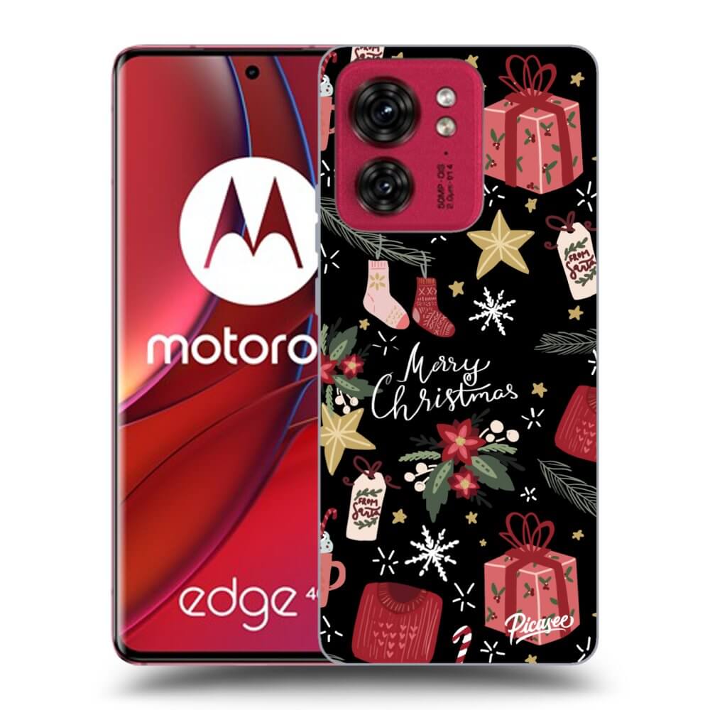 Picasee silikonowe czarne etui na Motorola Edge 40 - Christmas