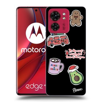 Picasee silikonowe czarne etui na Motorola Edge 40 - Christmas Stickers