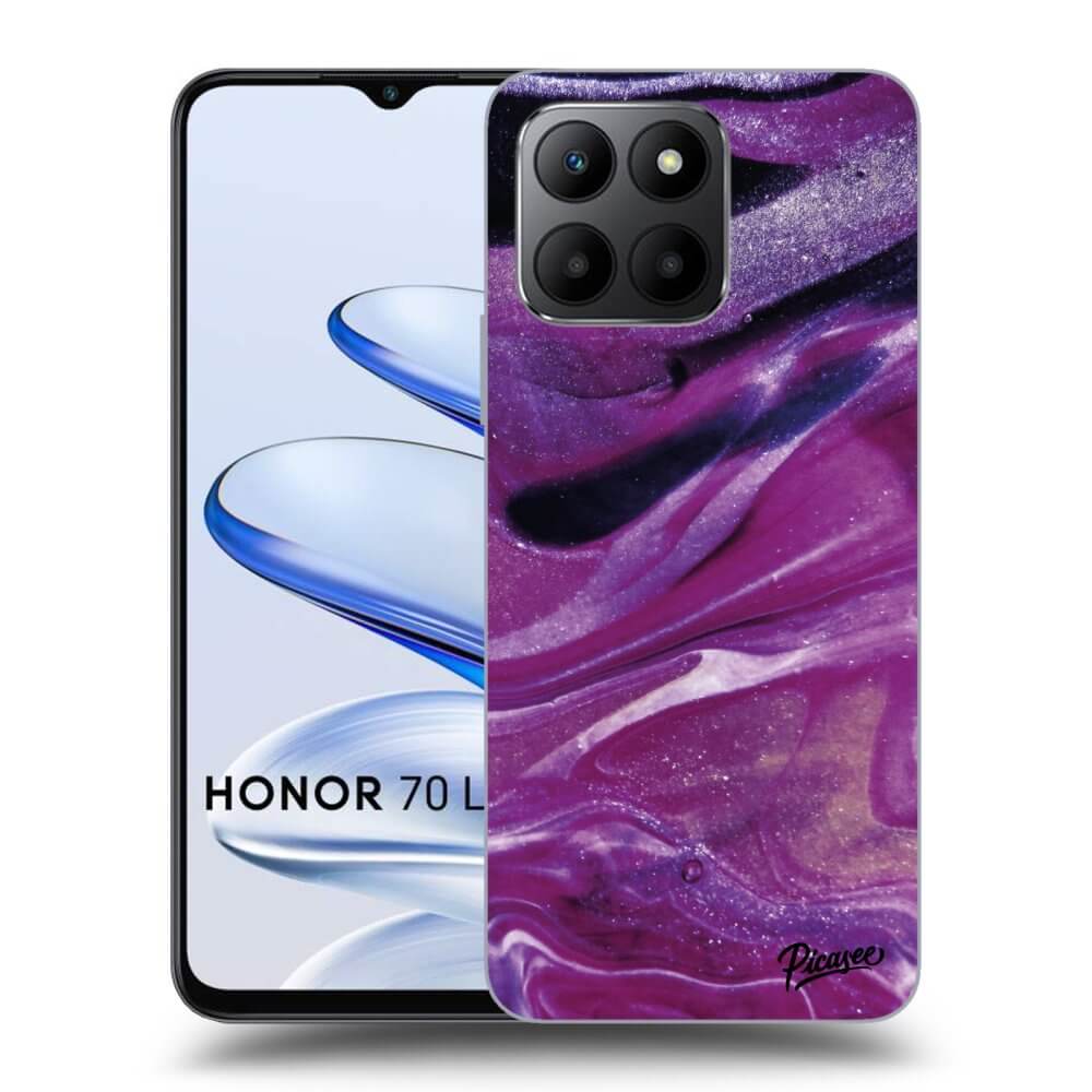 Silikonowe Czarne Etui Na Honor 70 Lite - Purple Glitter
