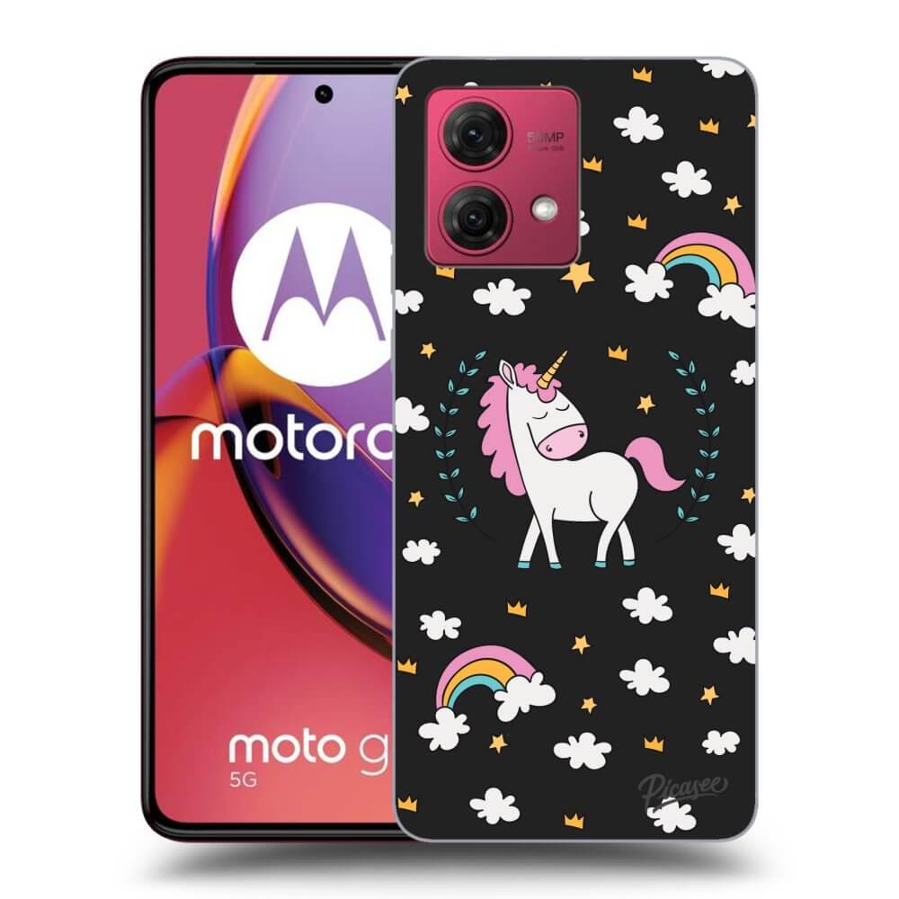 Picasee silikonowe czarne etui na Motorola Moto G84 5G - Unicorn star heaven