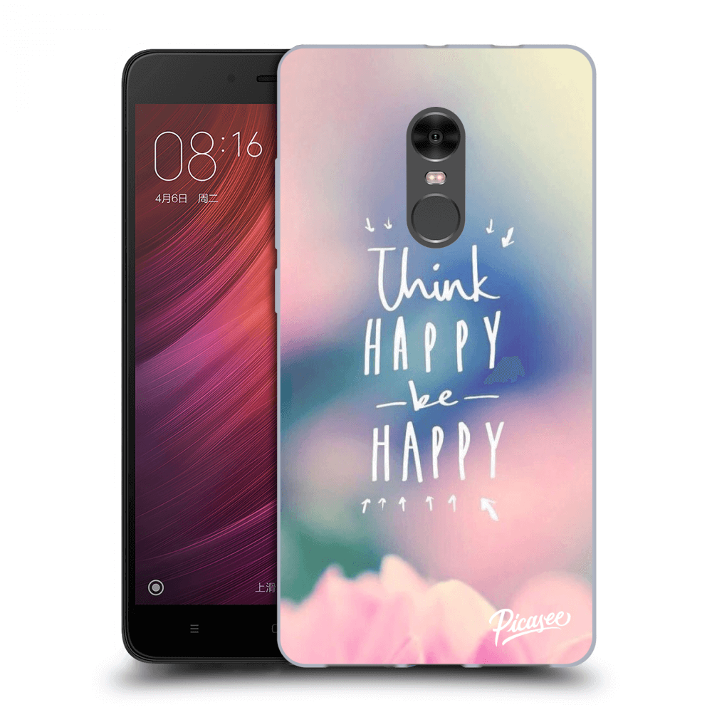 Picasee silikonowe przeźroczyste etui na Xiaomi Redmi Note 4 Global LTE - Think happy be happy