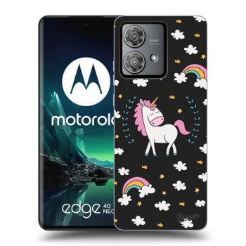 Picasee silikonowe czarne etui na Motorola Edge 40 Neo - Unicorn star heaven