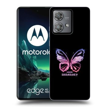 Picasee silikonowe czarne etui na Motorola Edge 40 Neo - Diamanty Purple