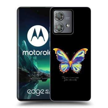 Picasee silikonowe czarne etui na Motorola Edge 40 Neo - Diamanty Black