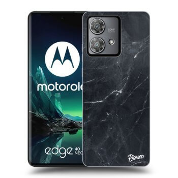 Picasee silikonowe czarne etui na Motorola Edge 40 Neo - Black marble