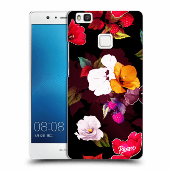 Picasee silikonowe czarne etui na Huawei P9 Lite - Flowers and Berries