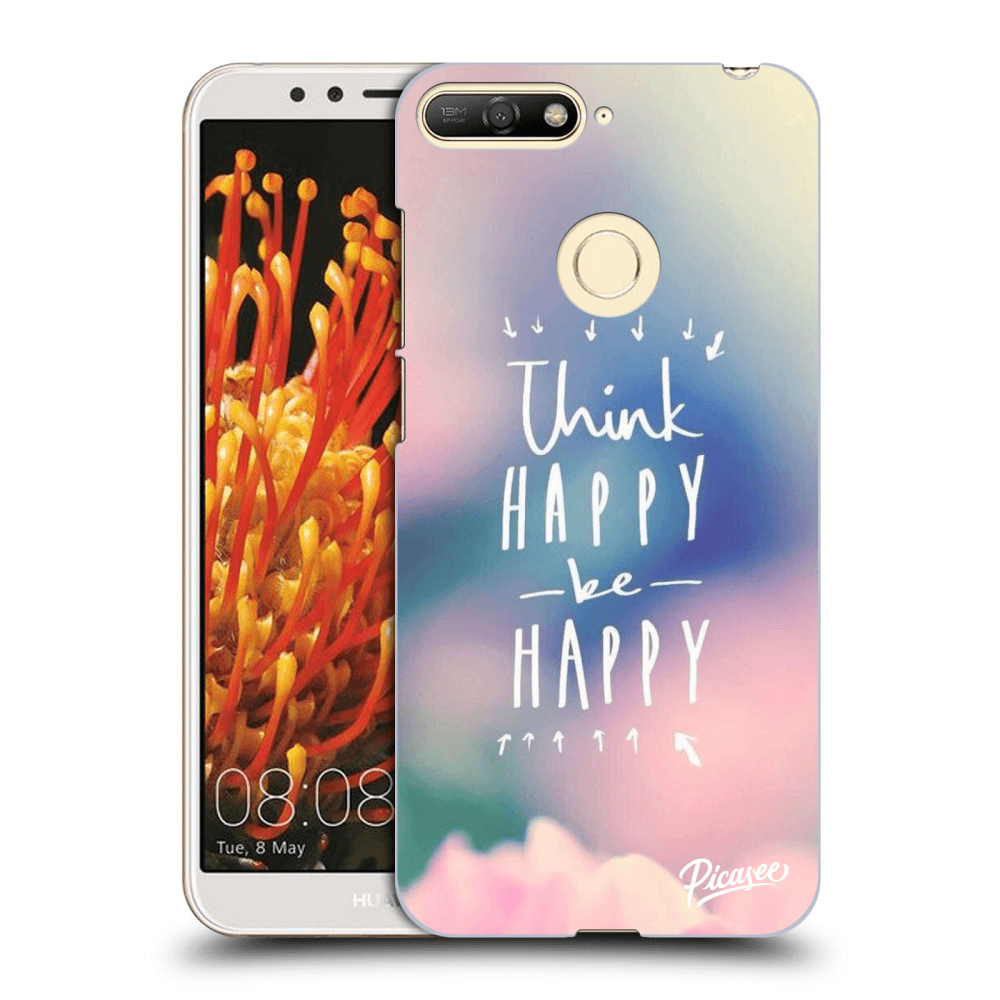 Picasee silikonowe przeźroczyste etui na Huawei Y6 Prime 2018 - Think happy be happy