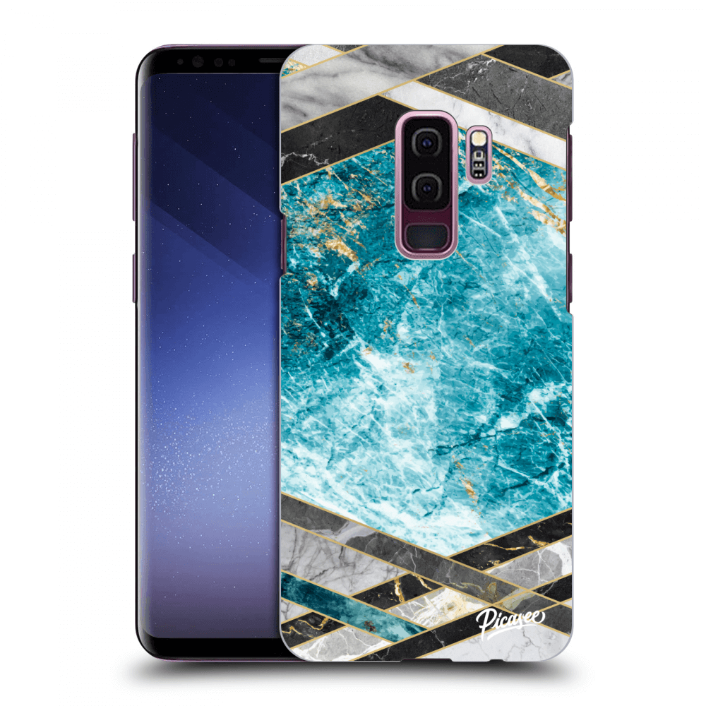 Picasee silikonowe czarne etui na Samsung Galaxy S9 Plus G965F - Blue geometry