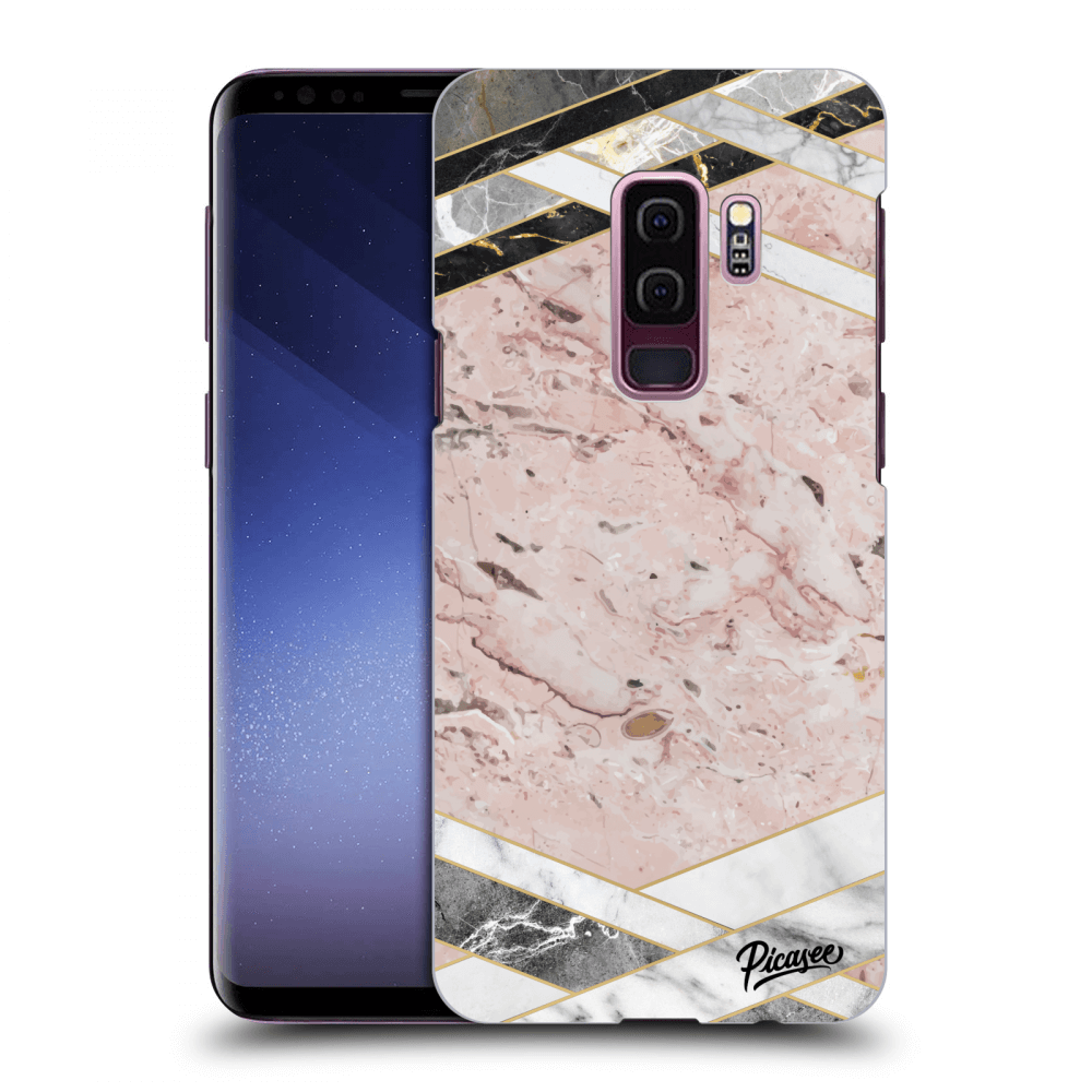 Picasee silikonowe czarne etui na Samsung Galaxy S9 Plus G965F - Pink geometry