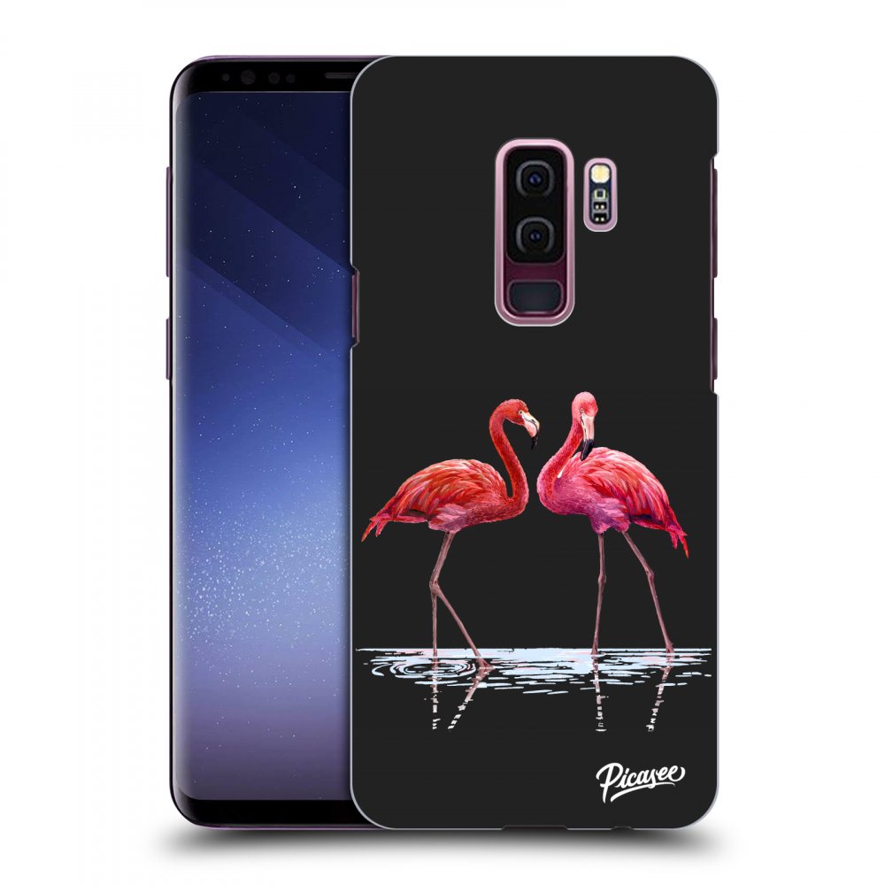 Picasee silikonowe czarne etui na Samsung Galaxy S9 Plus G965F - Flamingos couple